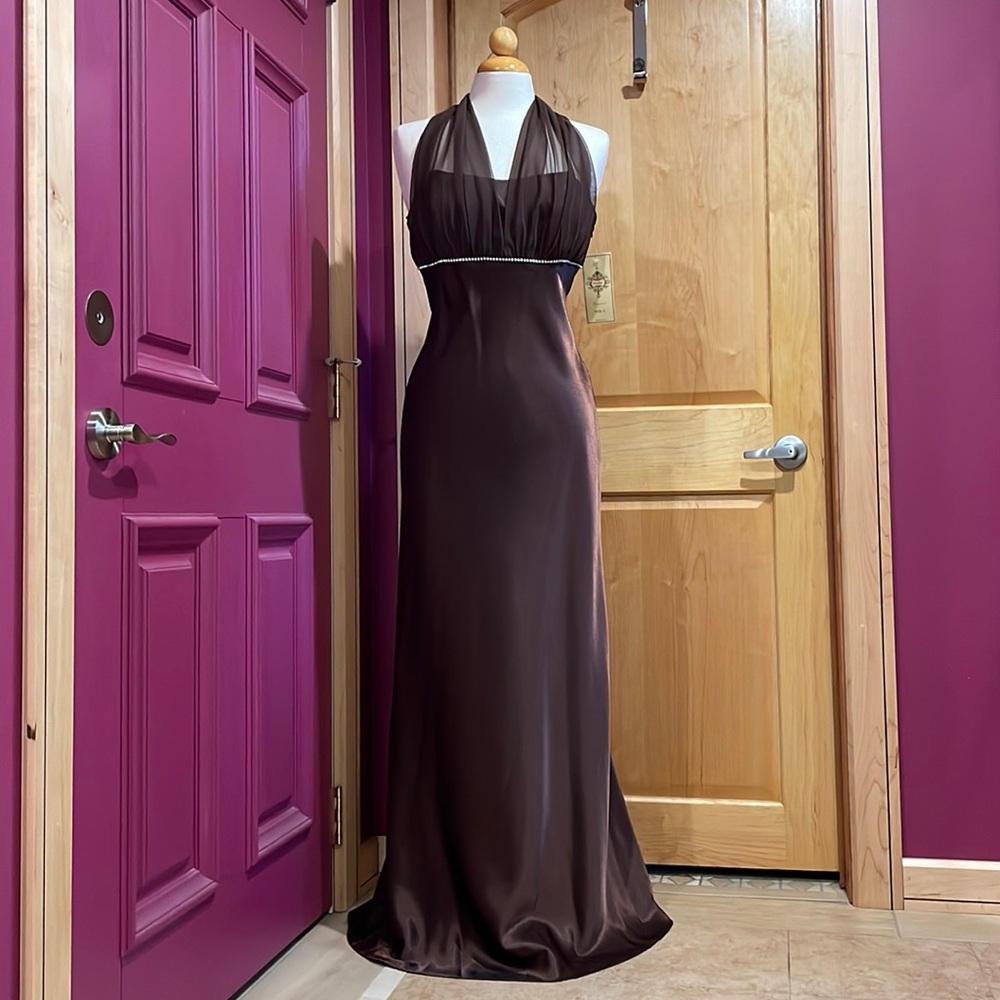 Shiny Dark Brown Evening Dress